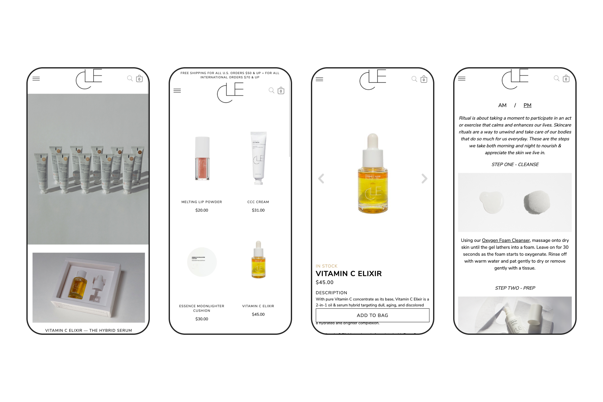 cle cosmetics ui design